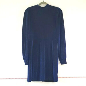Cato Sparkly Blue Puff Long Sleeves Dress Sz Small Party Event Date Night